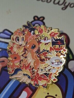 Pokemon Fire Starter Enamel Pin - Orange, Red, Yellow, Black, White